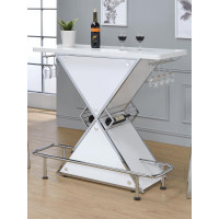 Coaster Furniture 130078 X-shaped Bar Unit with Wine Bottle Storage Glossy White